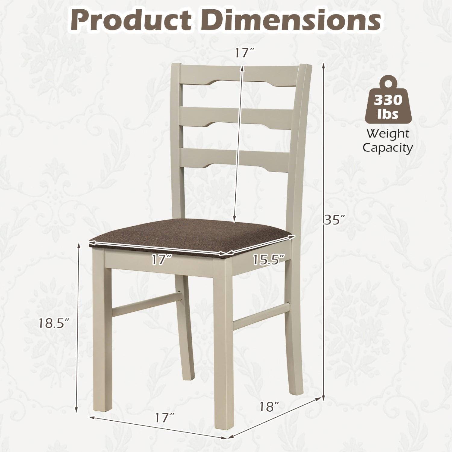 Upholstered Dining Chairs Set of 2 with Wood Frame