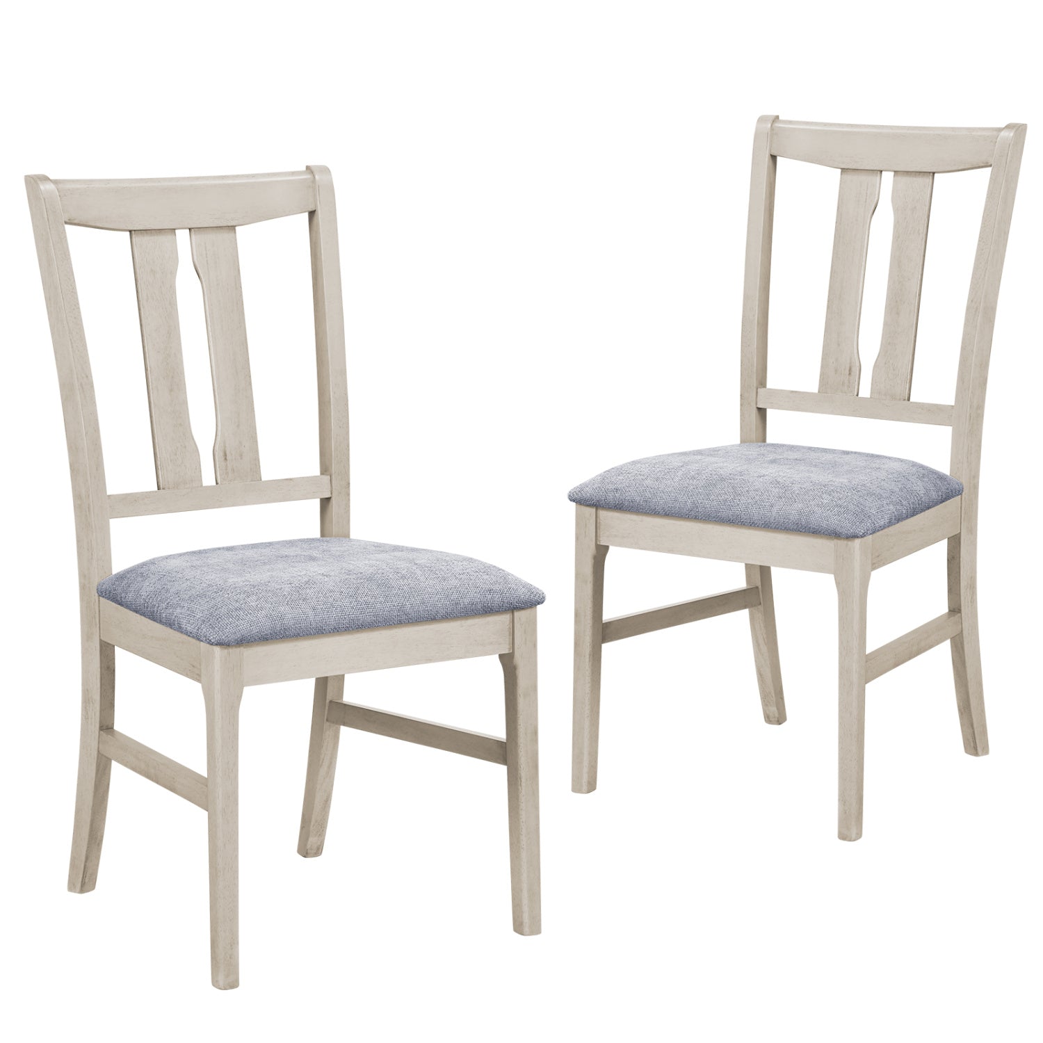 Set of 2 Wooden Upholstered Dining Chairs with High Curved Back