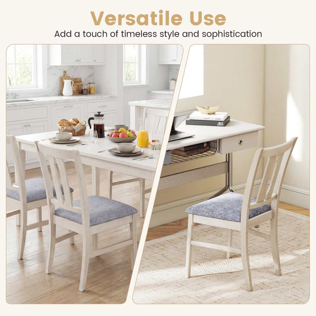 Set of 2 Wooden Upholstered Dining Chairs with High Curved Back