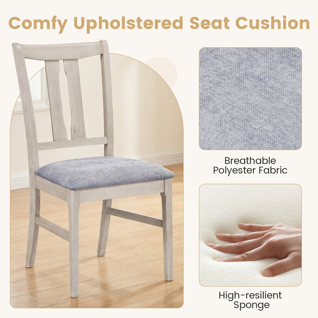 Set of 2 Wooden Upholstered Dining Chairs with High Curved Back