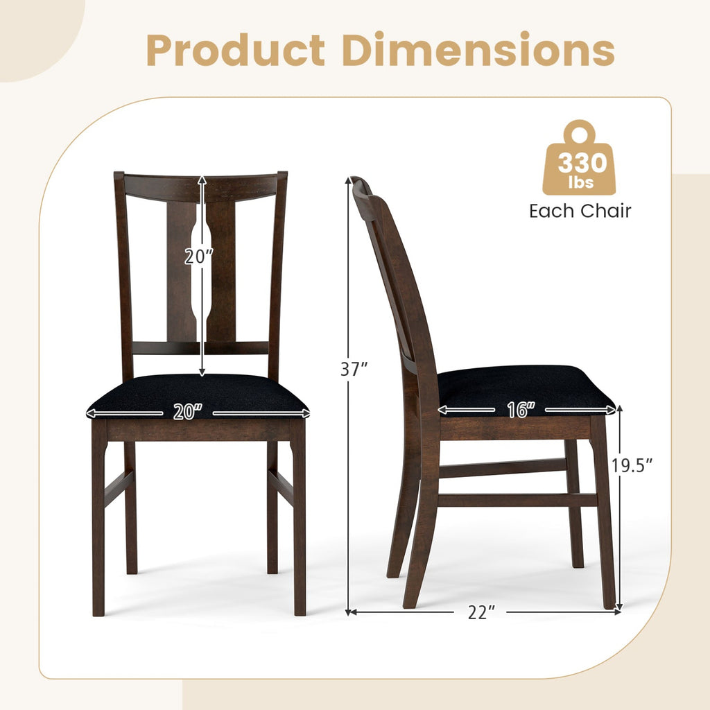 Set of 2 Wooden Upholstered Dining Chairs with High Curved Back