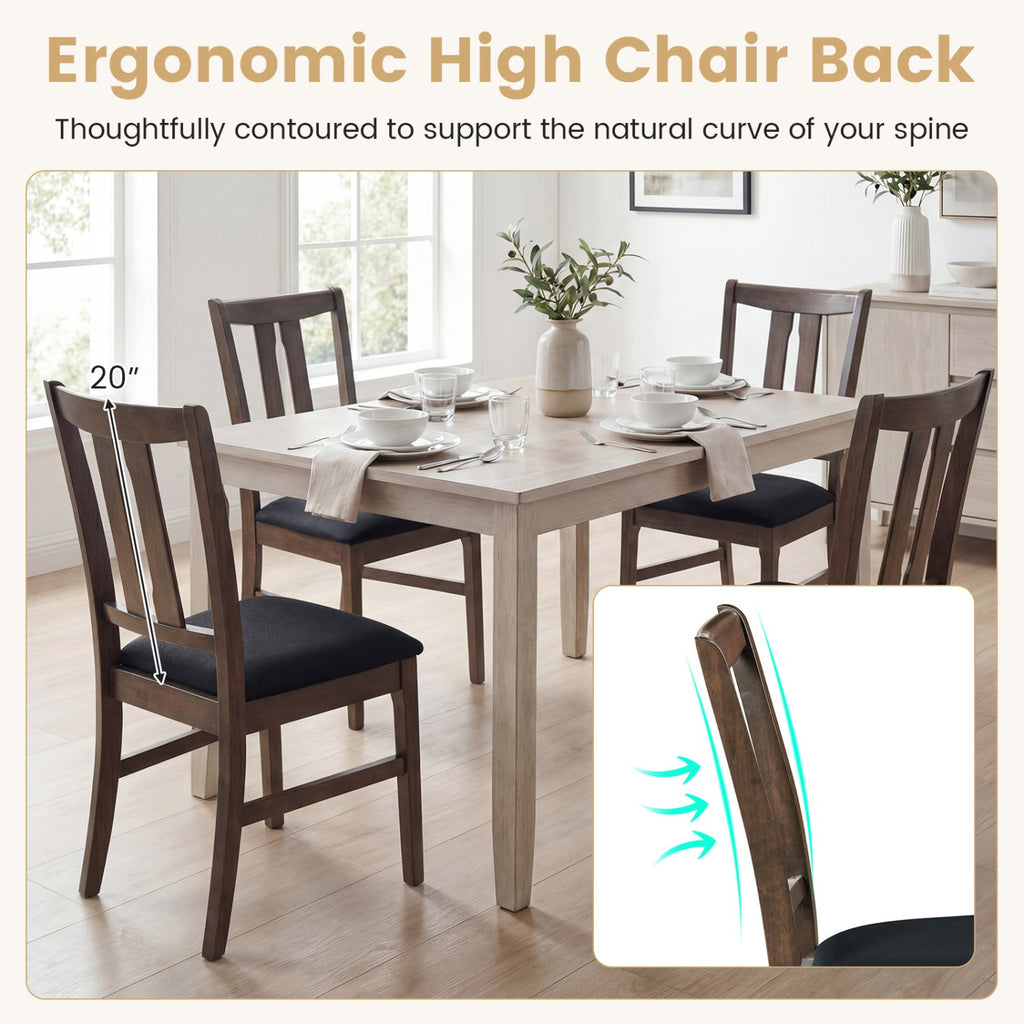 Set of 2 Wooden Upholstered Dining Chairs with High Curved Back