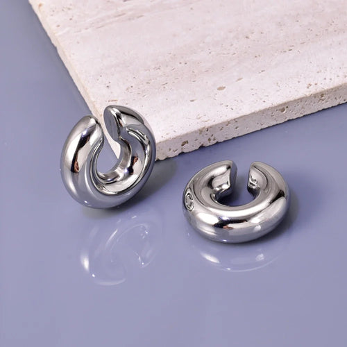 02 INS net red with stainless steel thick round tube hollow ear ring ear clip accessories wholesale