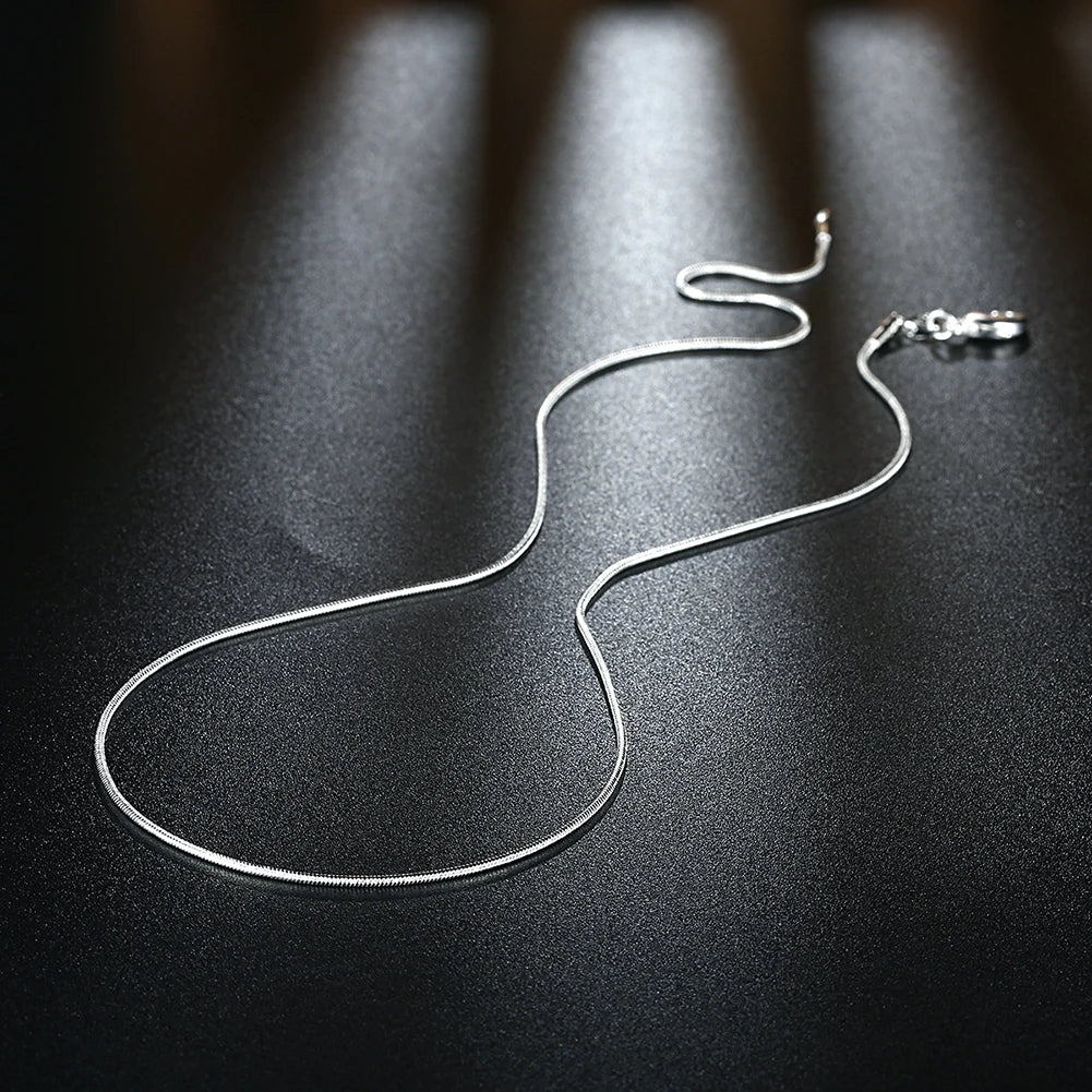 10pcs wholesale 925 sterling silver 1MM snake chain necklace for women man 16-30inches fashion party wedding Jewelry gifts