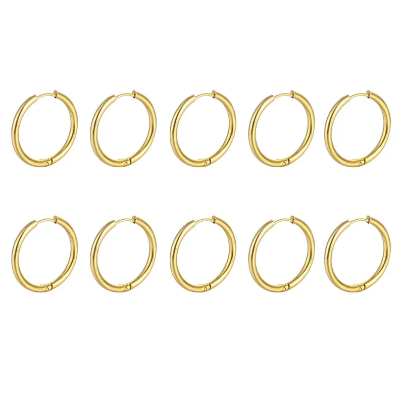 10/20Pcs Minimalist 316L Stainless Steel Small Hoop Earrings For Women Man Classic Round Earrings Fashion Ear Piercing Jewelry