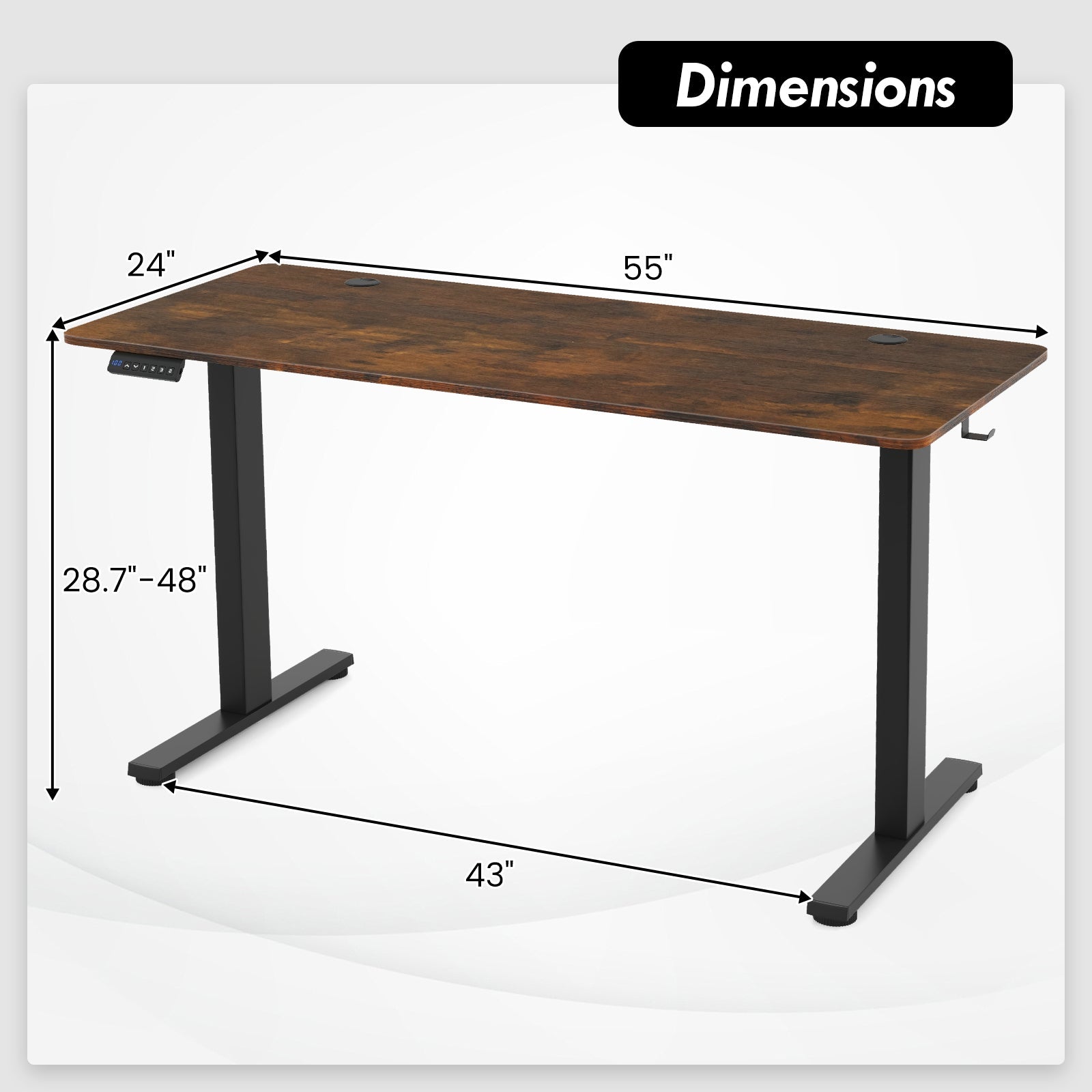 Standing Desk 55x24 Inch with Memory Height Settings