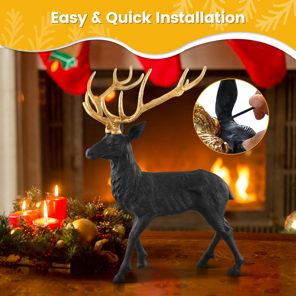 Standing Reindeer Statue Aluminum Deer Sculpture for Indoors Christmas Decor