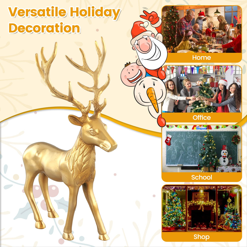 Standing Reindeer Statue Aluminum Deer Sculpture for Indoors Christmas Decor