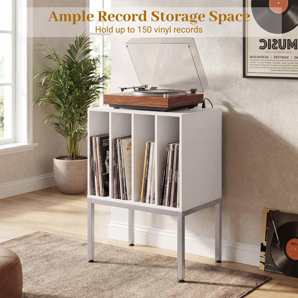 Turntable Record Player Stand with Power Outlets