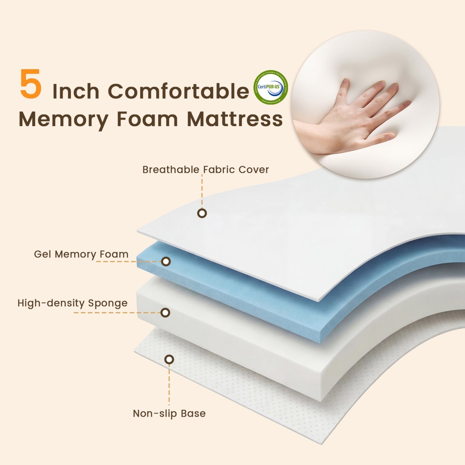 Twin Size Folding Bed with 5