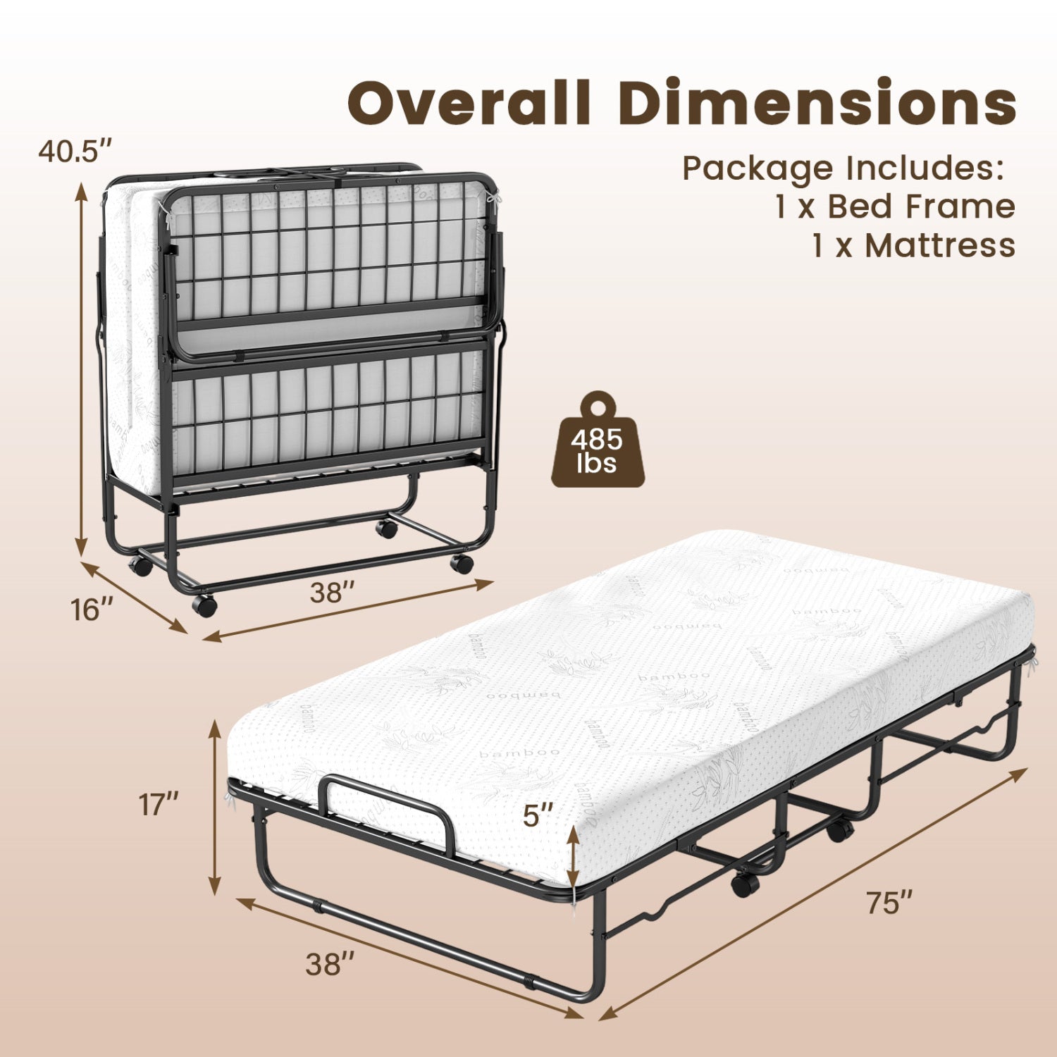 Twin Size Folding Bed with 5