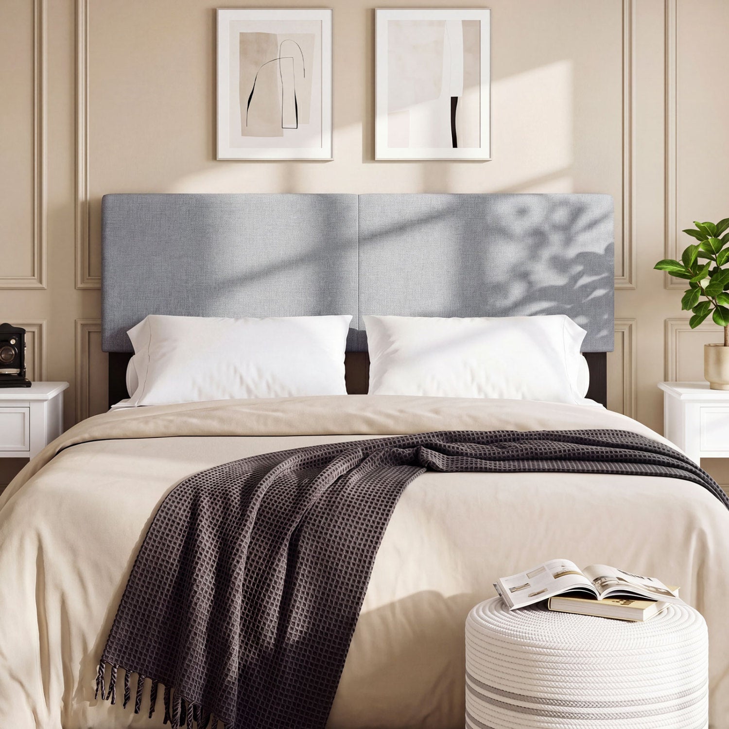 Upholstered Headboard Queen/Full Size Vertical Quilted Panel