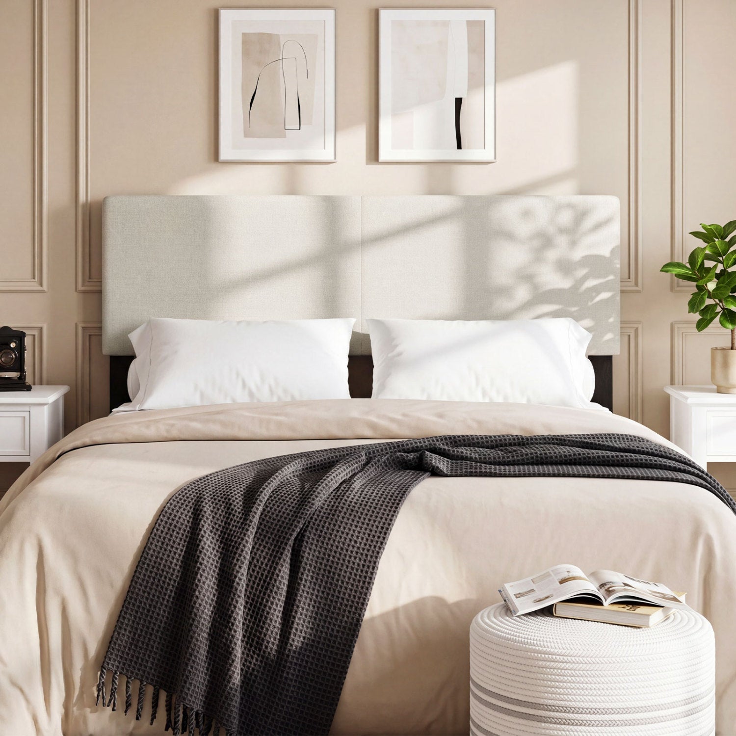 Upholstered Headboard Queen/Full Size Vertical Quilted Panel