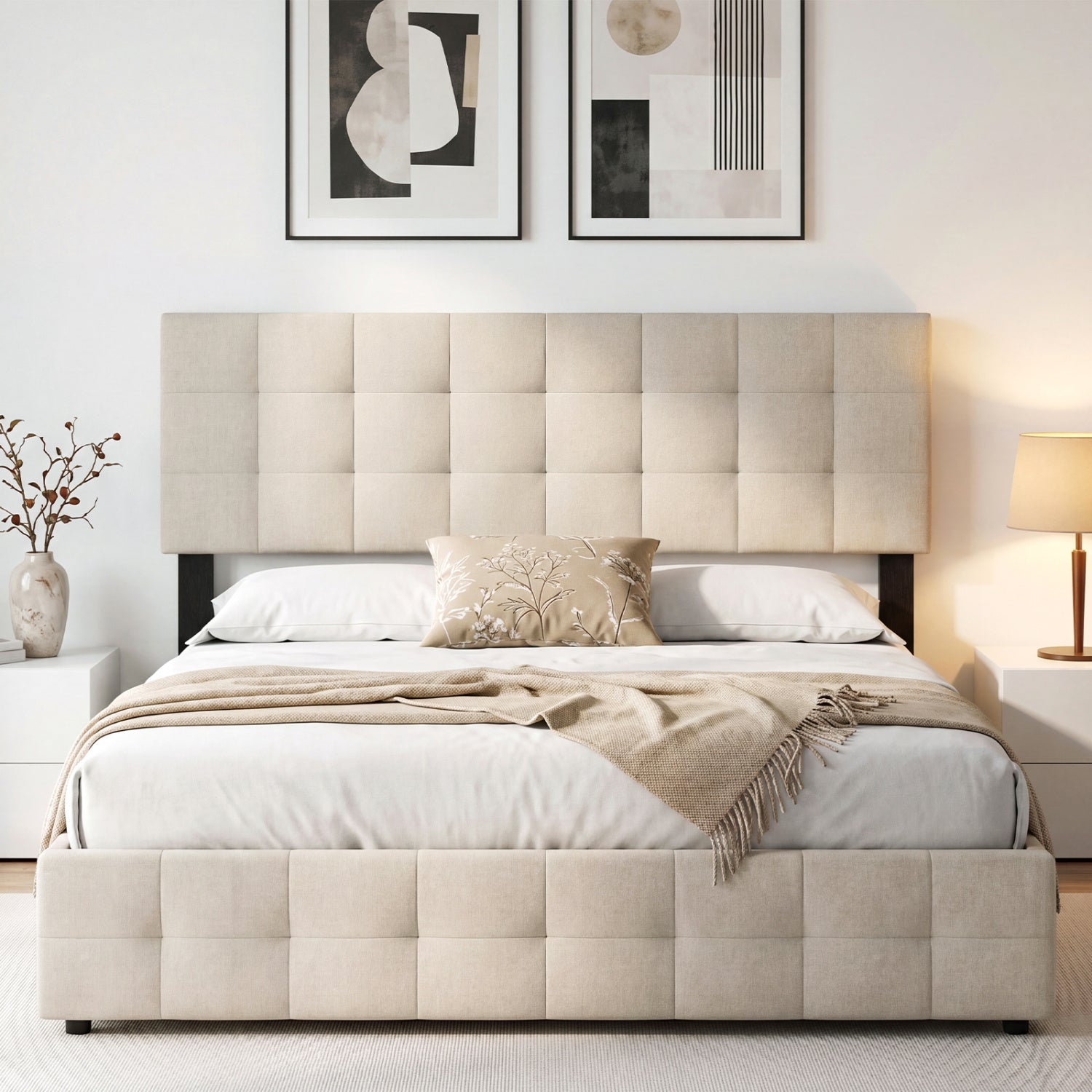 Upholstered Headboard Queen/Full Size with Adjustable Legs