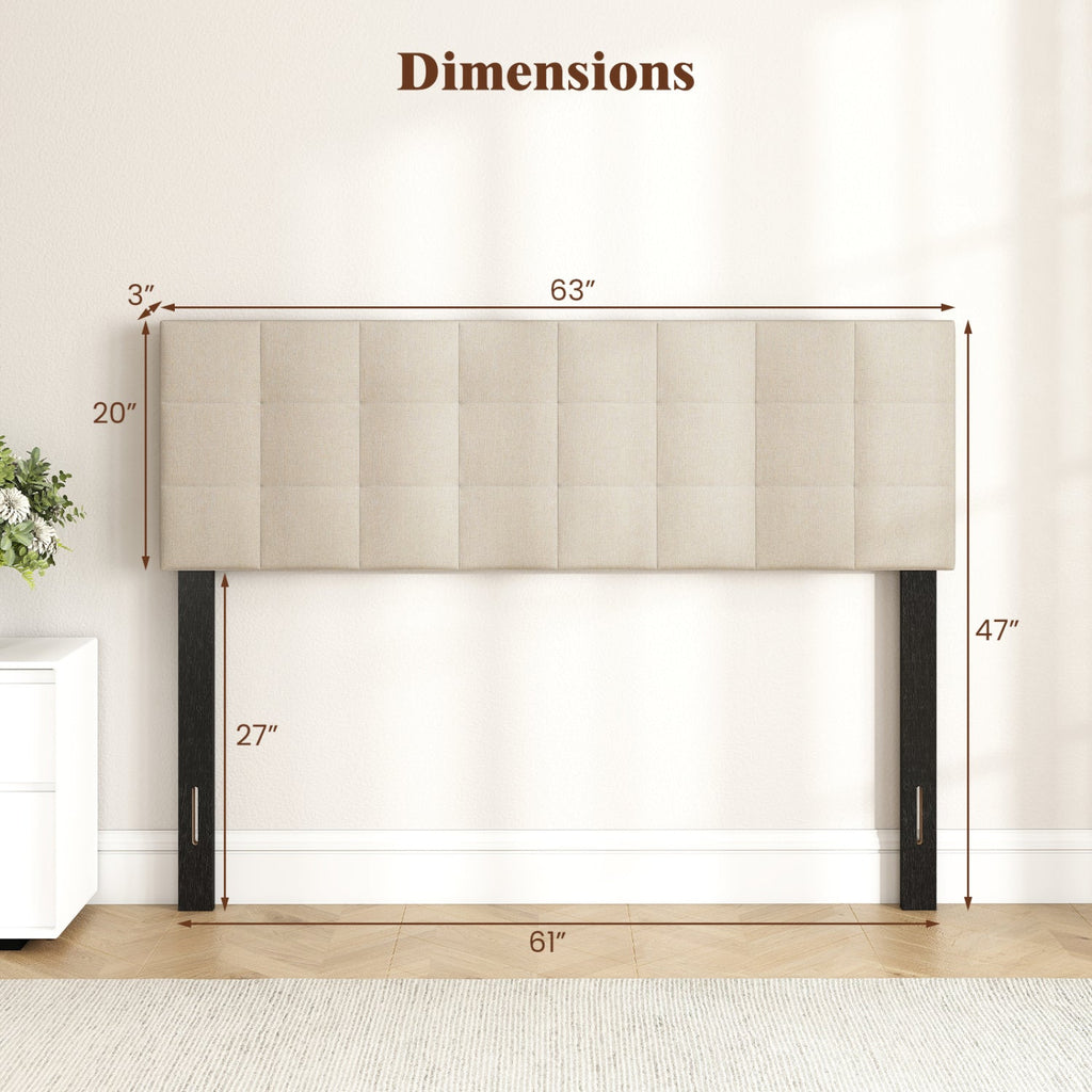 Upholstered Headboard Queen/Full Size with Adjustable Legs