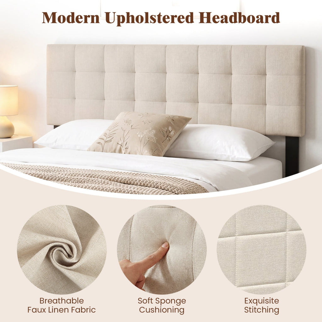Upholstered Headboard Queen/Full Size with Adjustable Legs