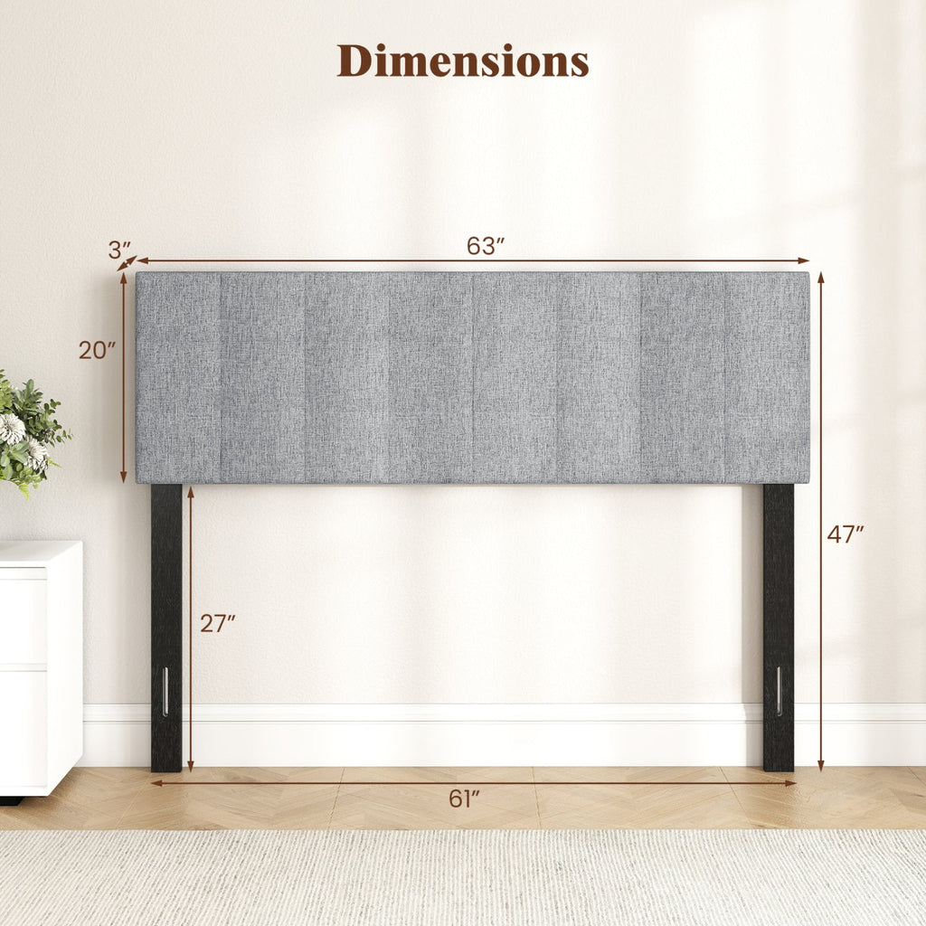 Upholstered Headboard Queen/Full Size with Adjustable Legs
