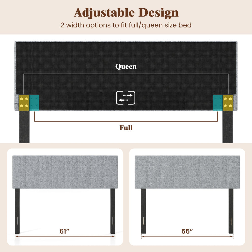 Upholstered Headboard Queen/Full Size with Adjustable Legs