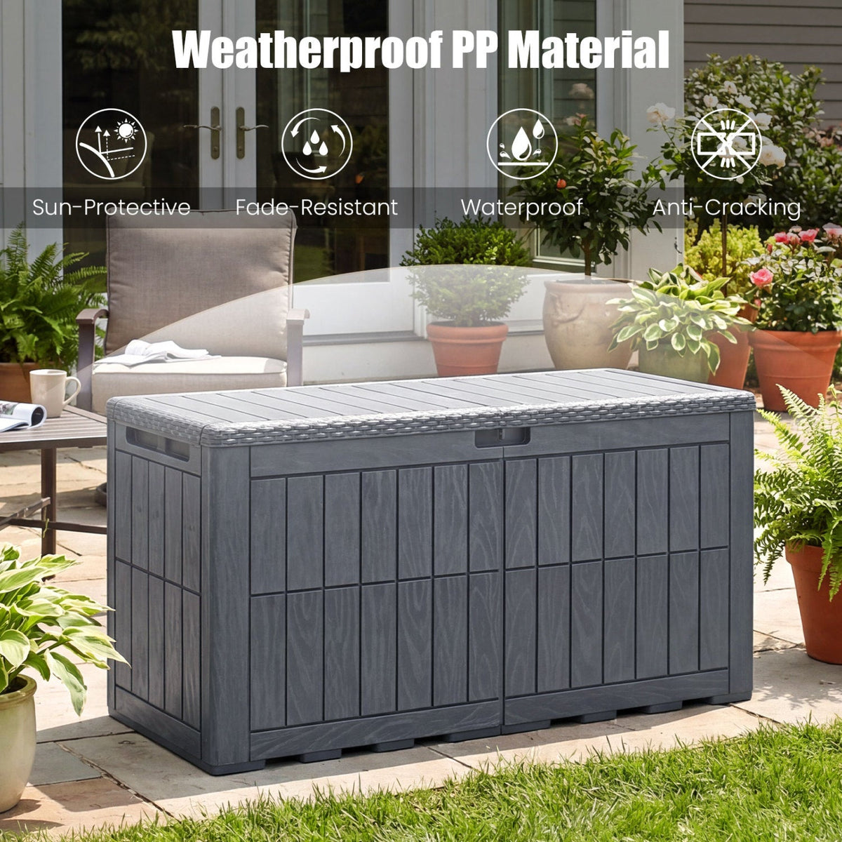 100 Gallon Outdoor Deck Box with Lockable Lid