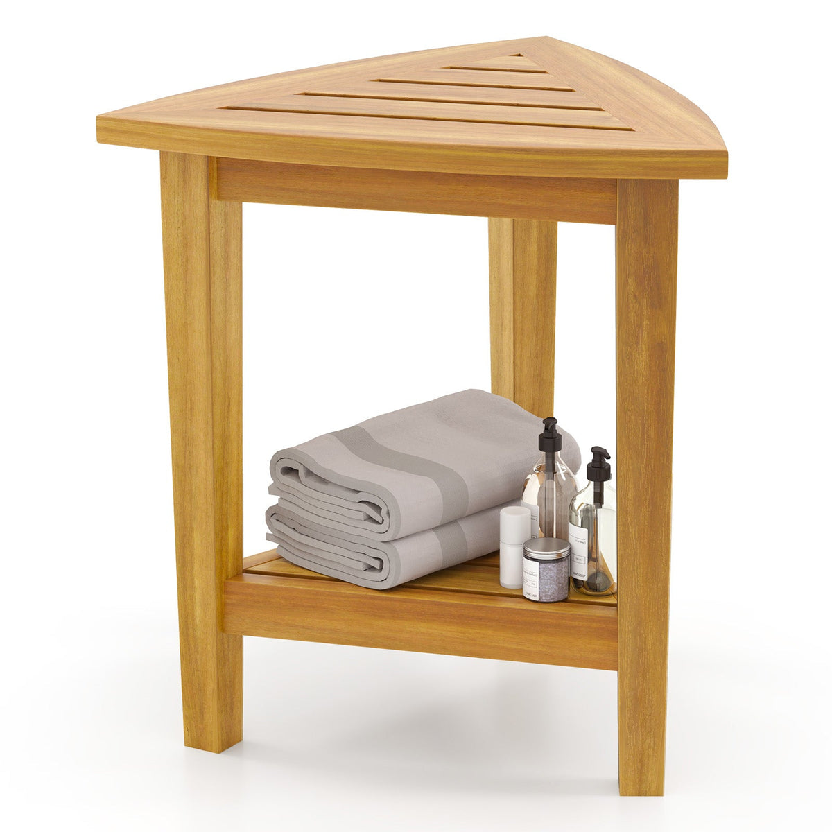 18 Inches Waterproof Shower Stool with Storage Shelf
