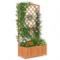 Wooden Raised Garden Bed with Trellis 63 Inch Tall Garden Planter