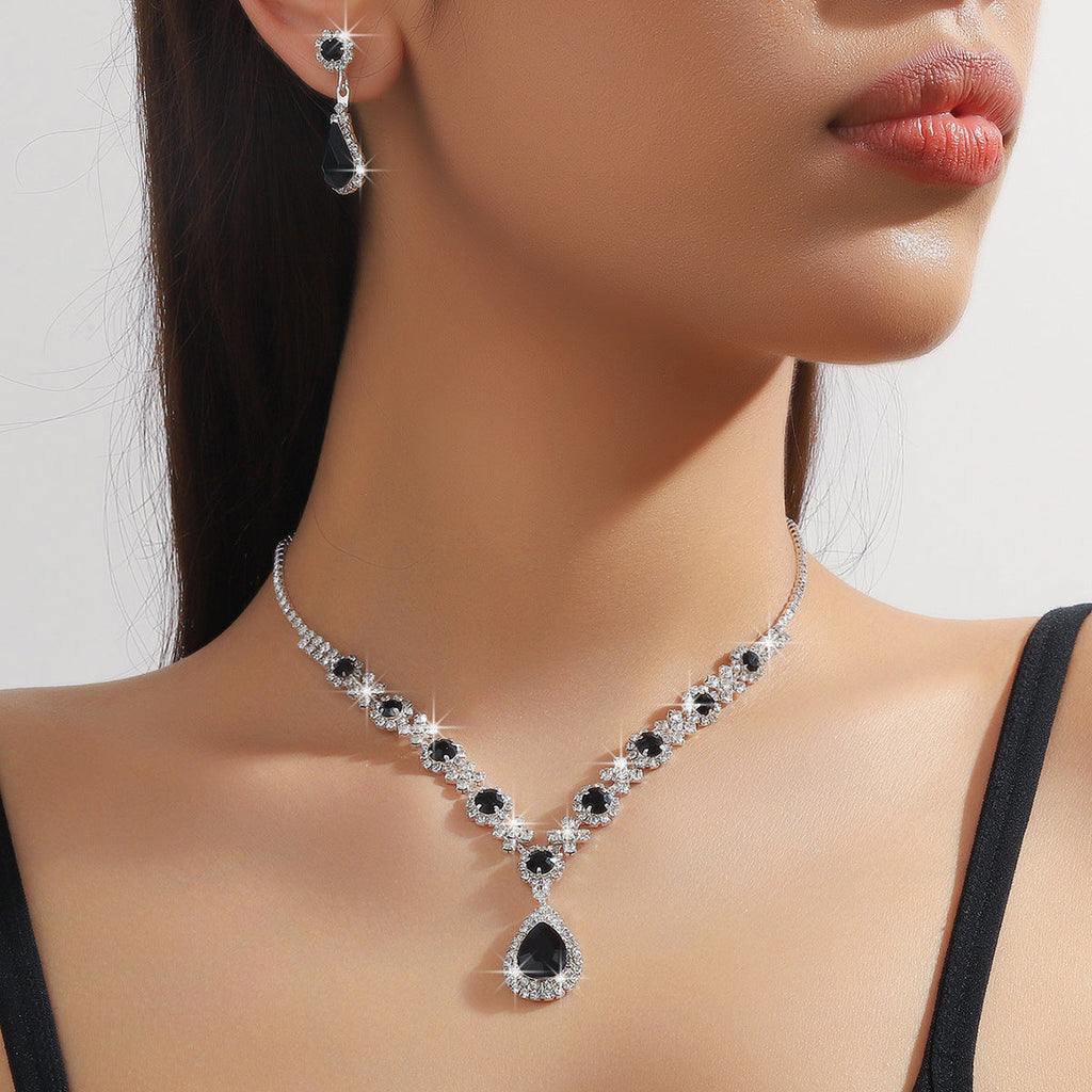 Bridal Jewelry Womens Set Cross-border European And American Crystal Water Drop