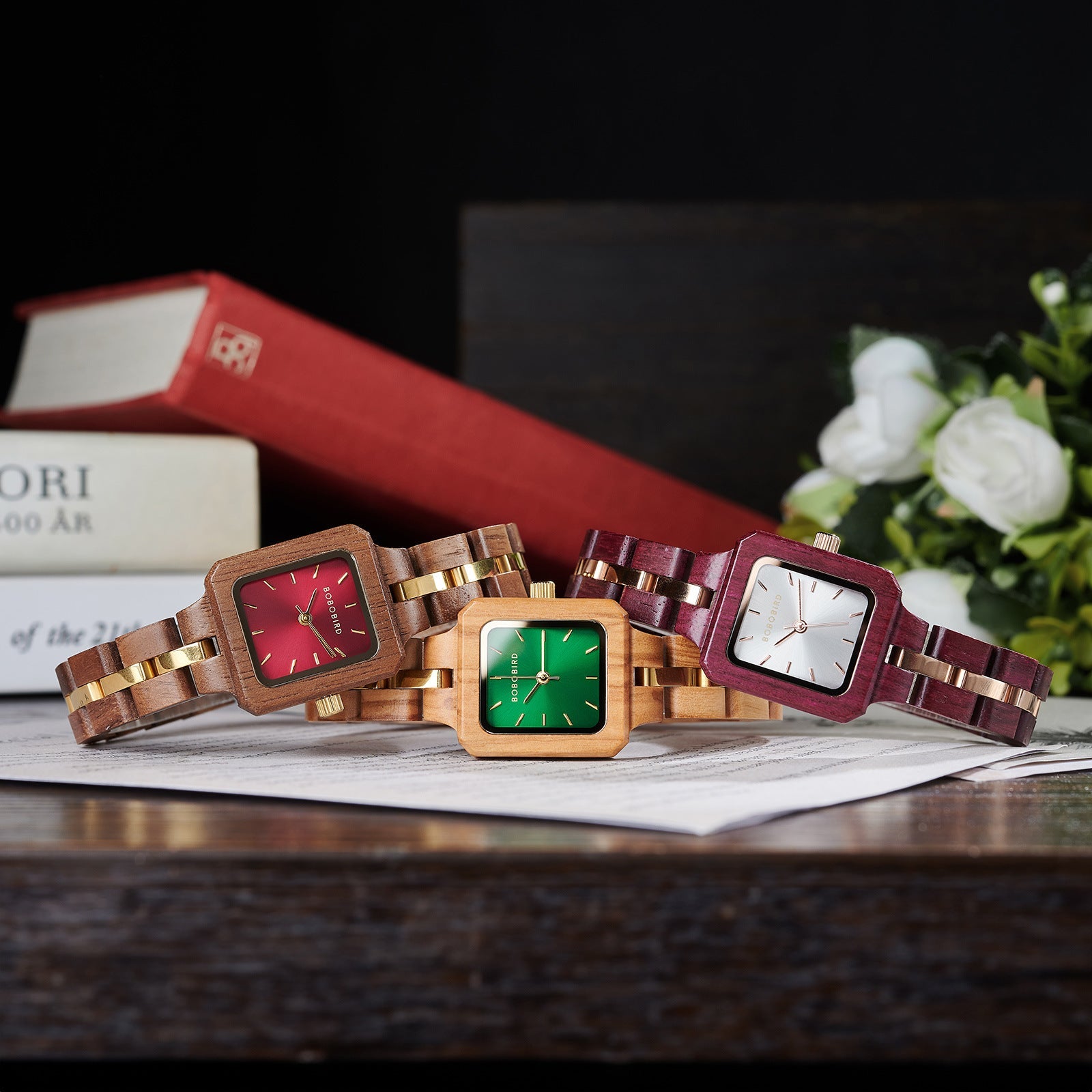 Wooden Wooden Watch Womens Three-Color Quartz Watch