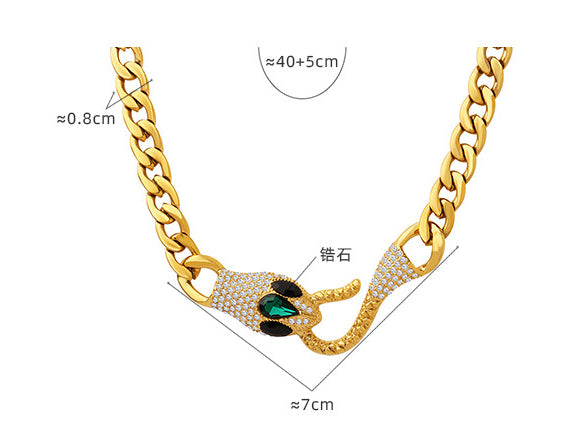 18K Gold Fashion Exquisite Snake Head Design Versatile Necklace