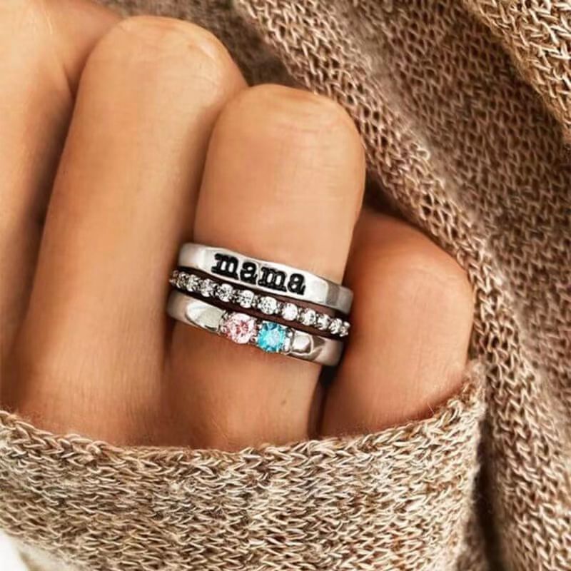 Personalized Ring With Birthstone Letter Names