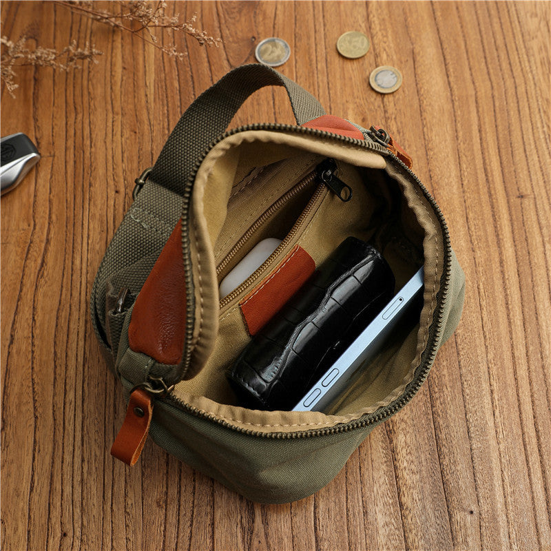 Minimalist Niche Artistic Street-Style Vintage Pure Cotton Canvas Crossbody Bag