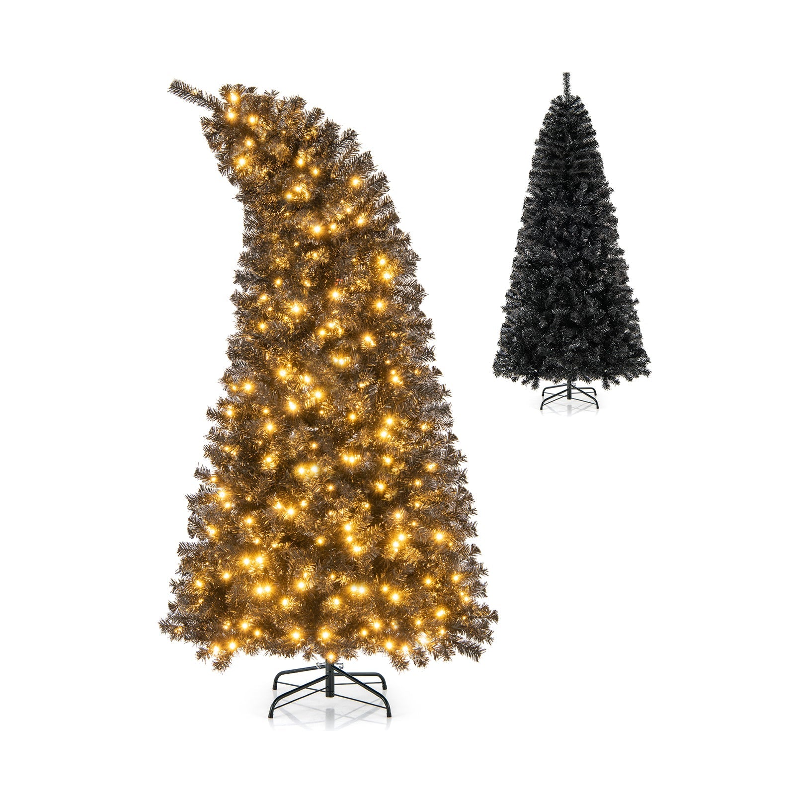 6/7 FT Artificial Christmas Tree with Bendable Top Section and Warm Light