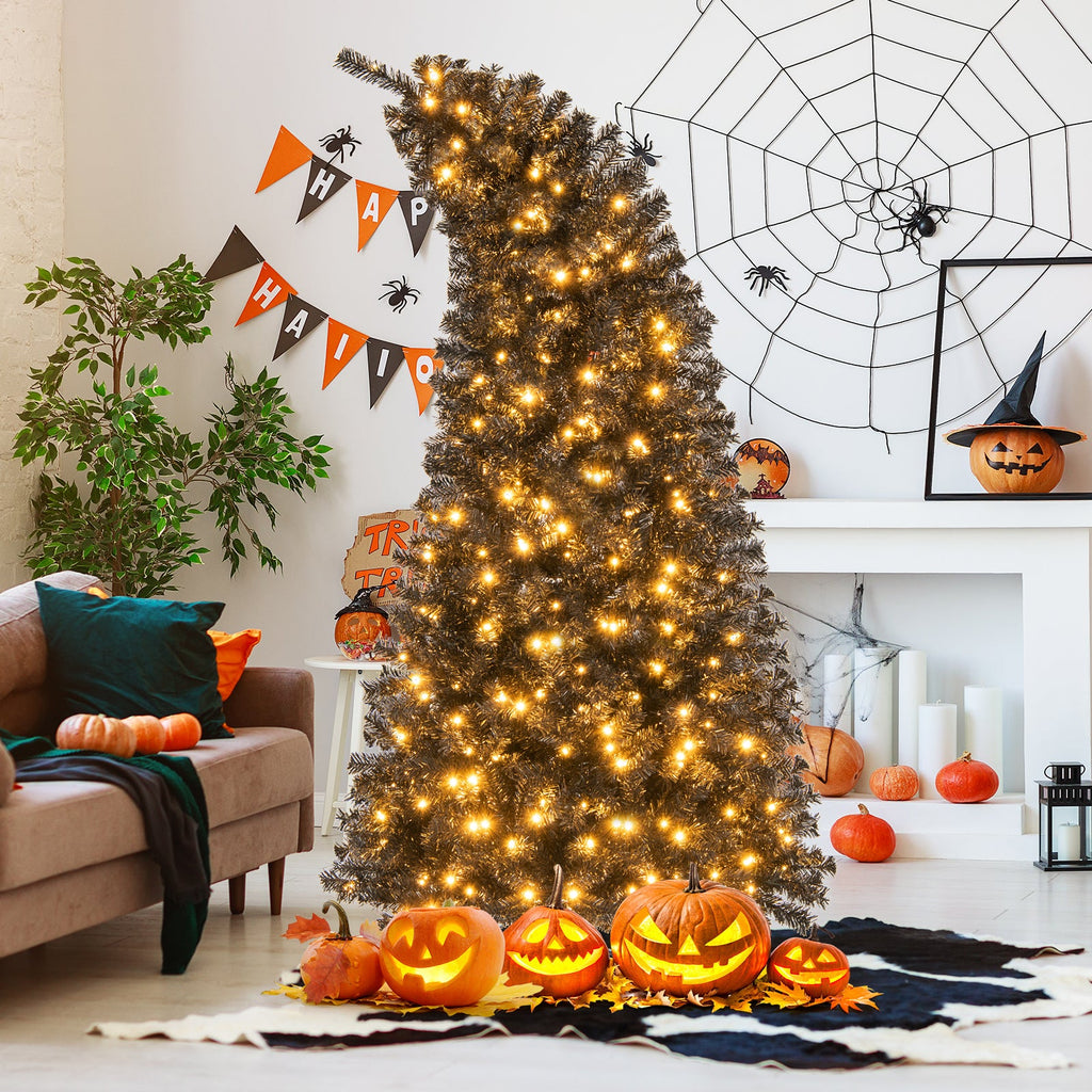 6/7 FT Artificial Christmas Tree with Bendable Top Section and Warm Light
