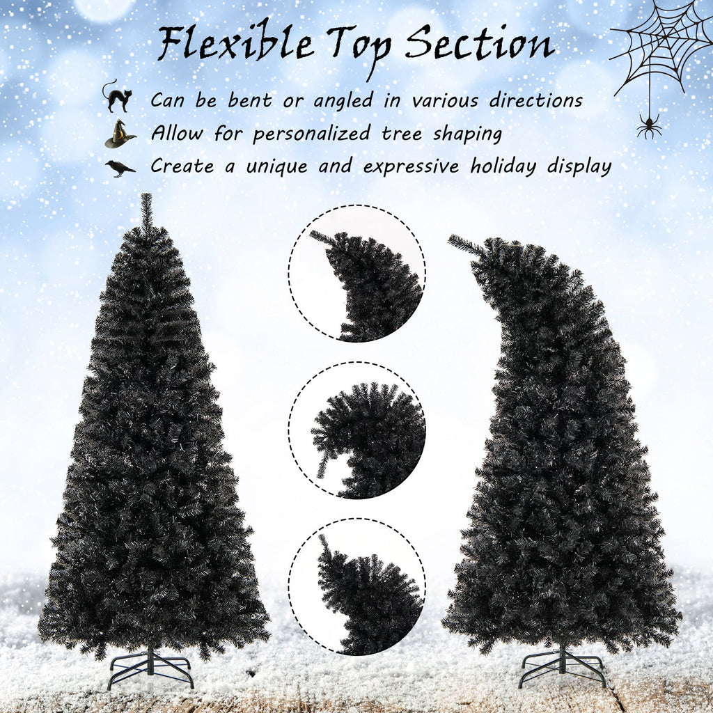 6/7 FT Artificial Christmas Tree with Bendable Top Section and Warm Light