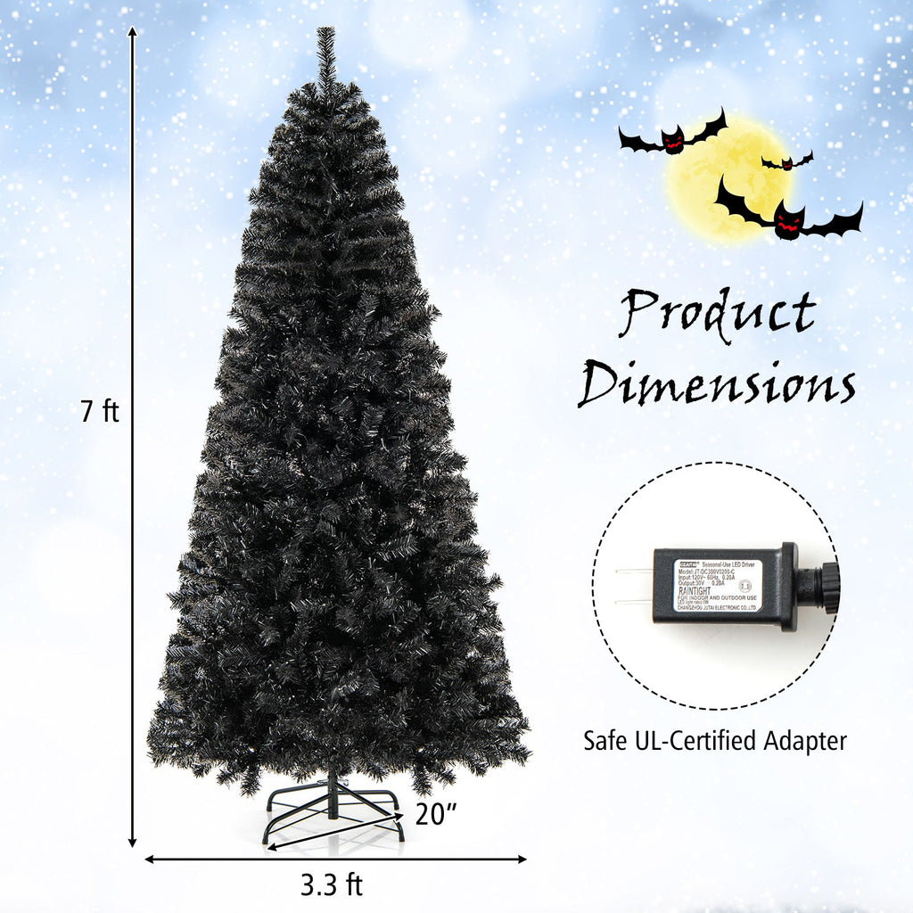 6/7 FT Artificial Christmas Tree with Bendable Top Section and Warm Light