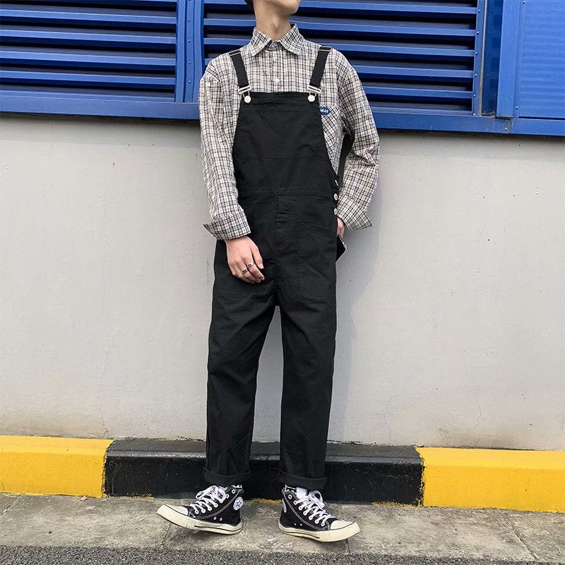 Men's Loose-Fit Stylish Multi-Pocket Jumpsuit With Suspender Straps