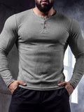 Muscle-fit Sporty-casual Half-button-down Long-sleeve