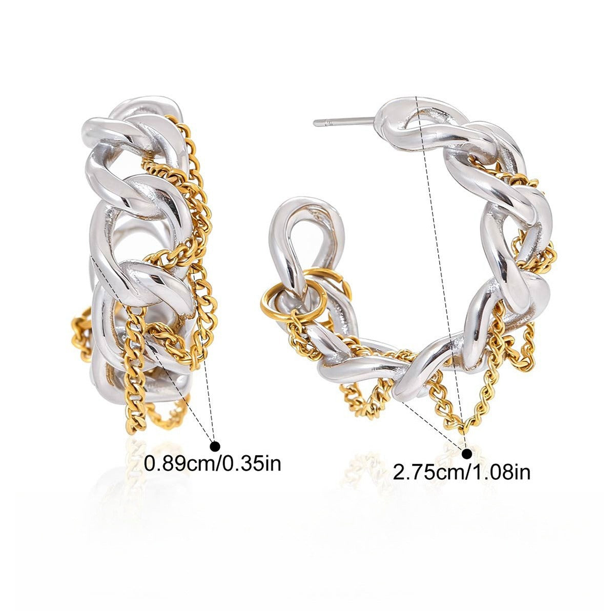 18K gold autumn/winter high-end tassel stud earrings