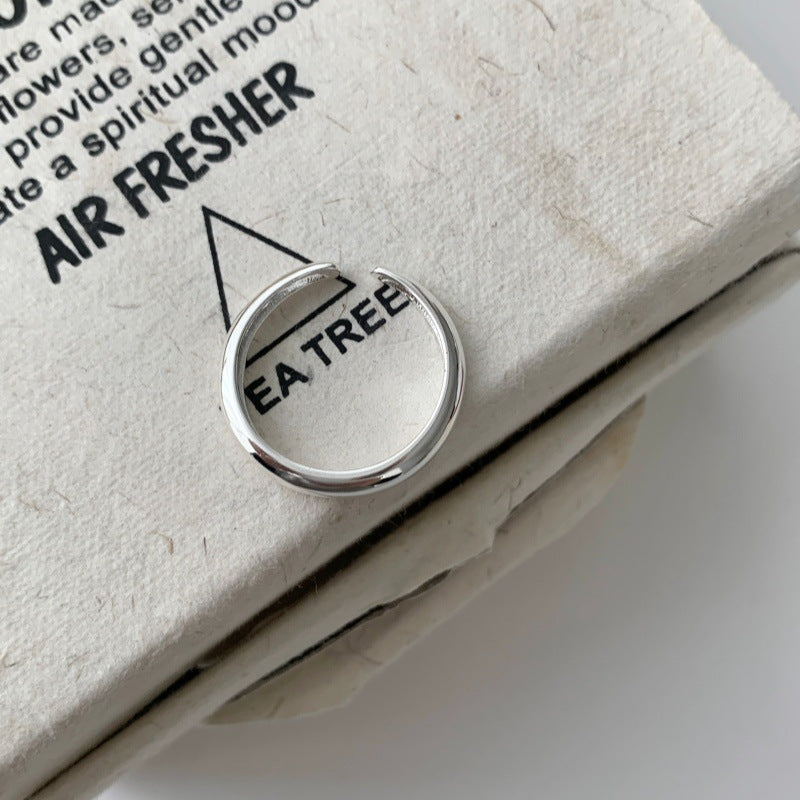Korean Simple Minimalist Smooth Ring For Women, INS Trendy Cool Style, Adjustable Open Band