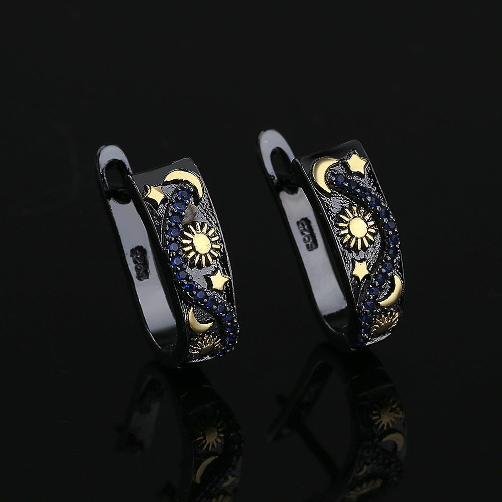 Exquisite Womens Star And Moon Earrings