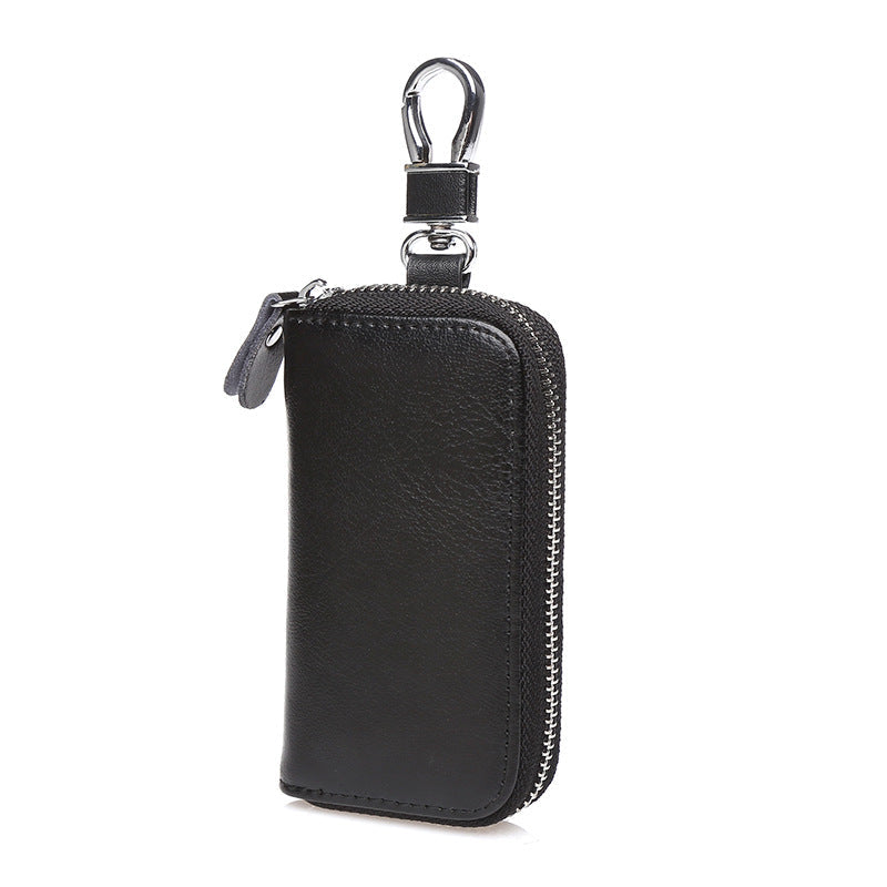 Men's Leather Zipper Multi-function Car Key Holder