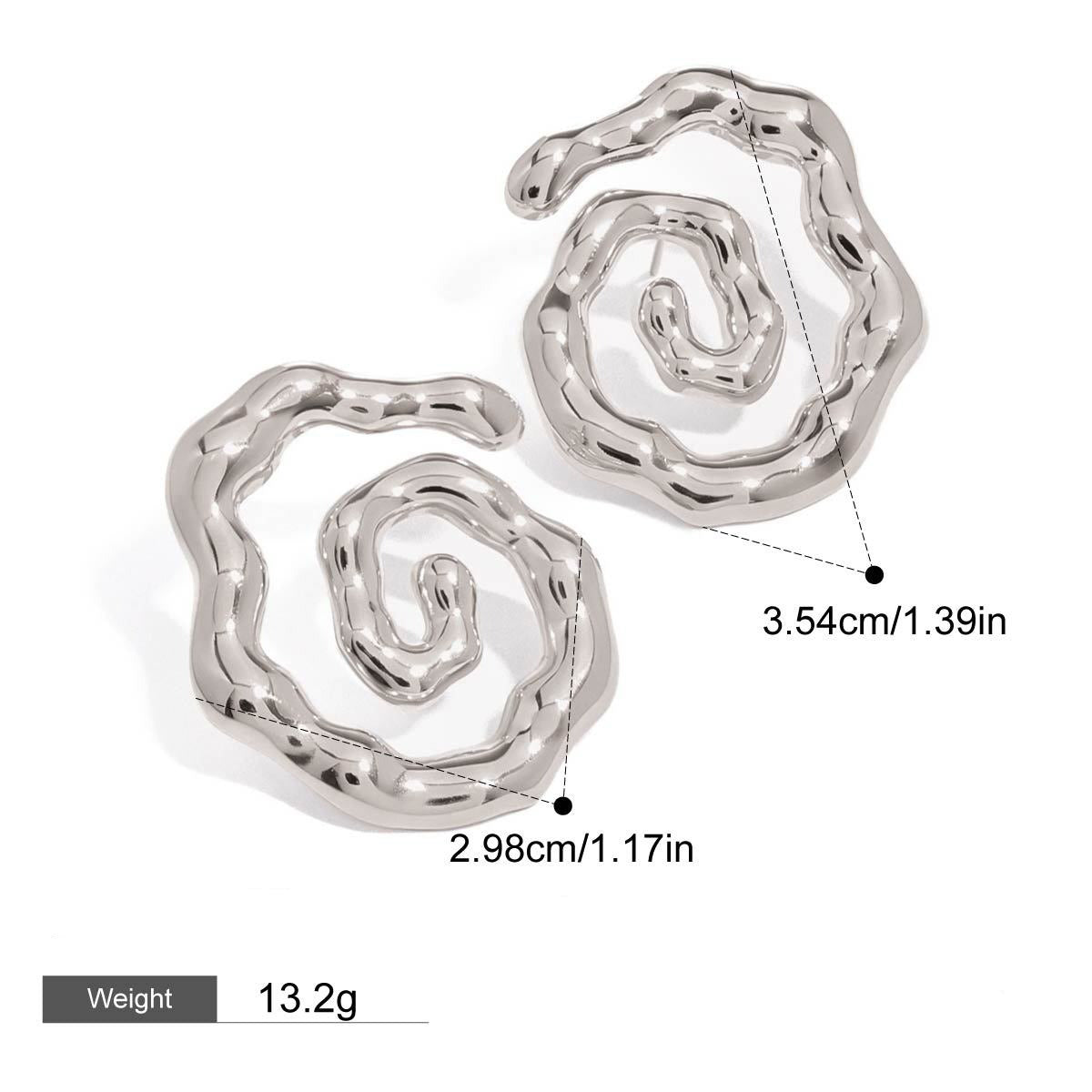 18K gold hollow thread with texture design simple and elegant earrings