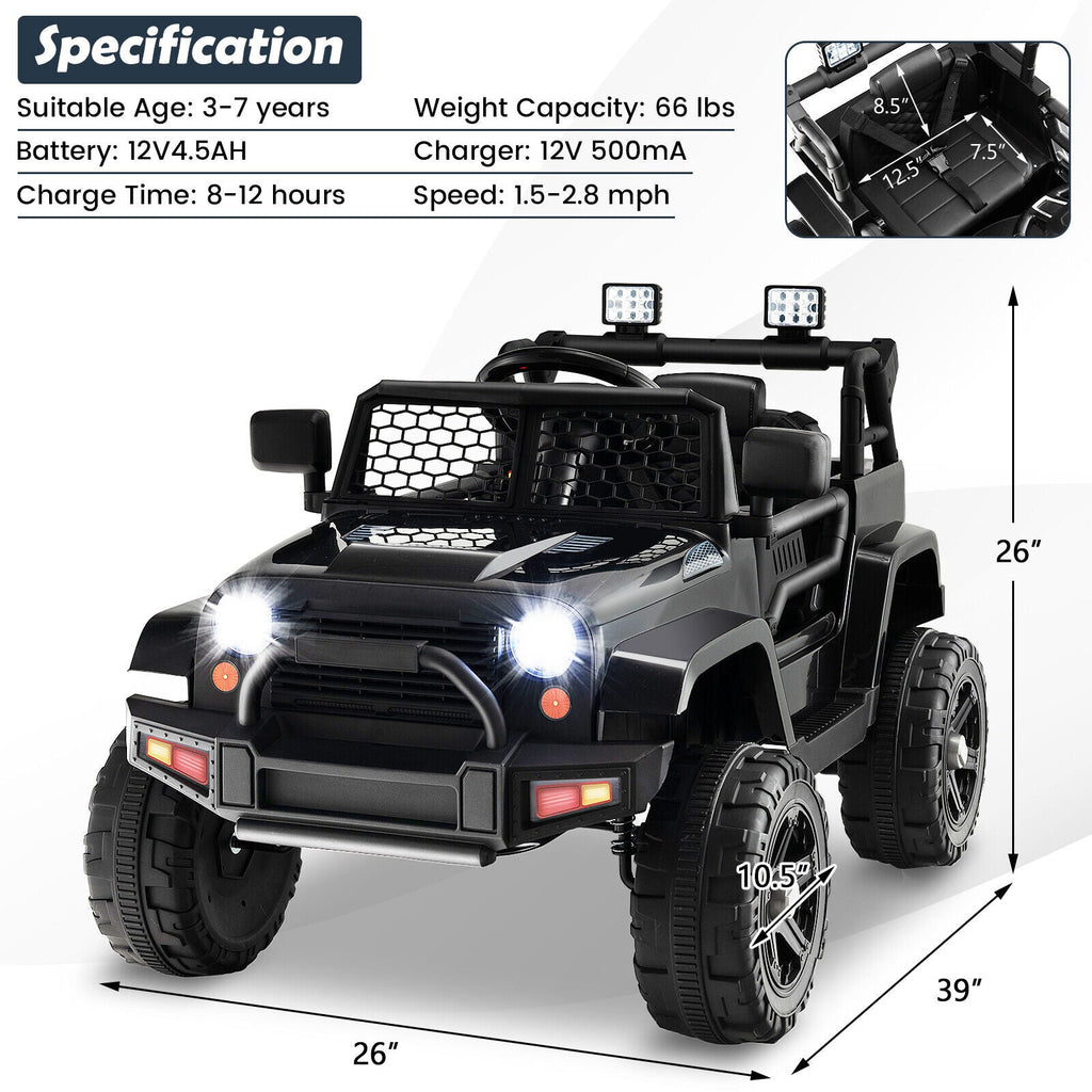 12V Kids Ride On Truck with Remote Control and Headlights