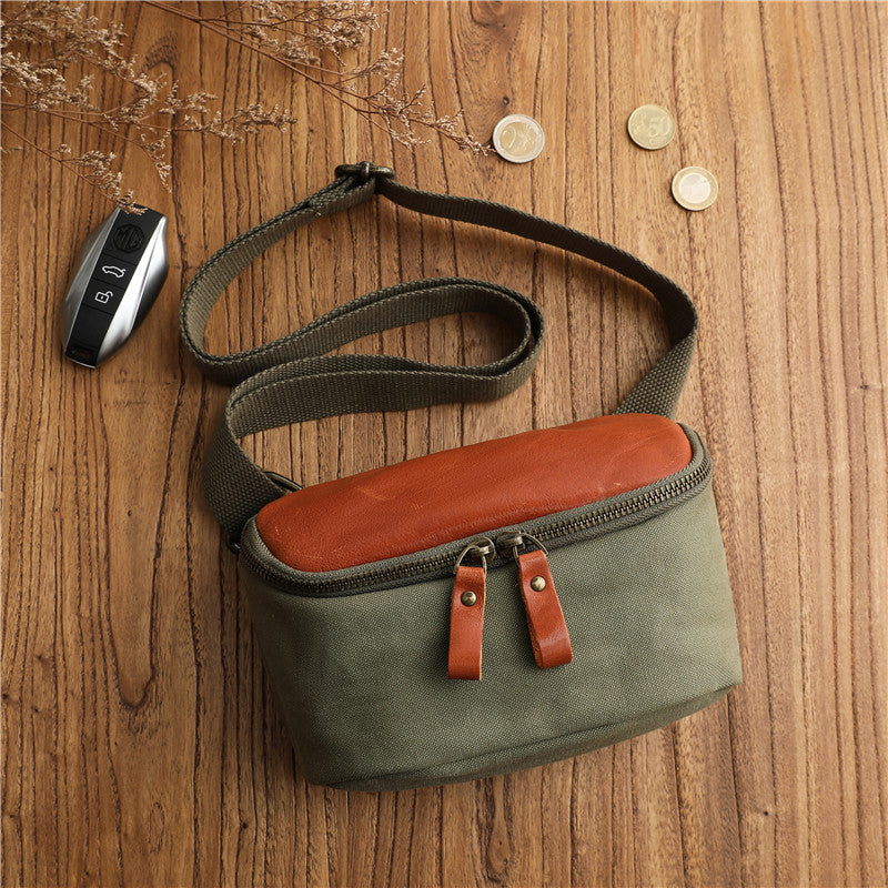 Minimalist Niche Artistic Street-Style Vintage Pure Cotton Canvas Crossbody Bag