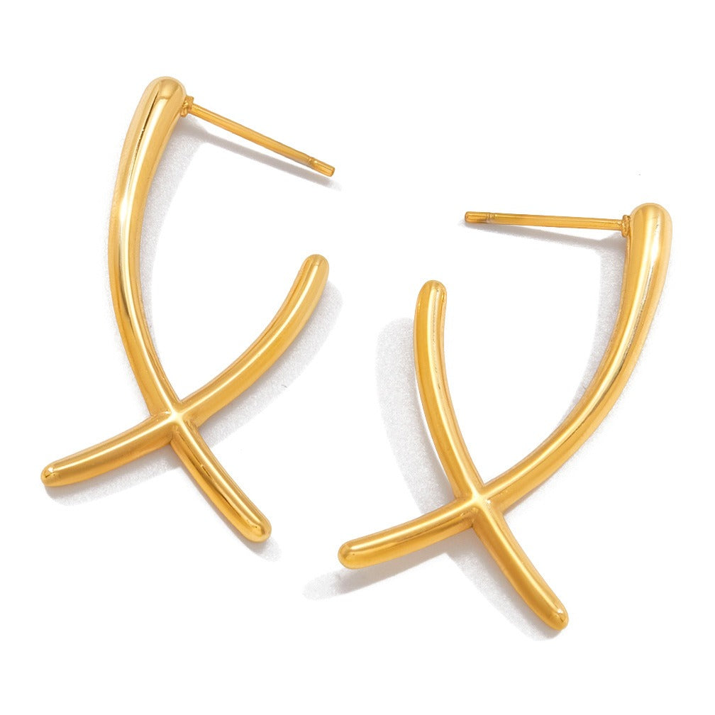 18k gold cross earrings