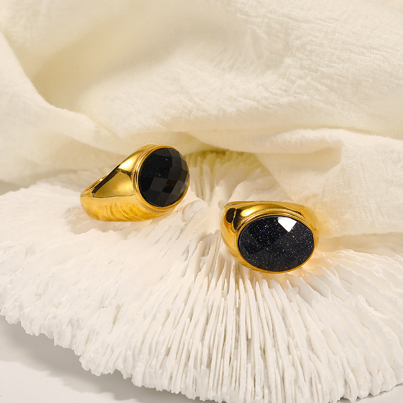 Modern Luxe Oval Gemstone-Encrusted Ring For Women
