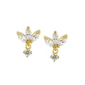 S925 Silver Needle Stud Earrings With Zircon Butterfly Design
