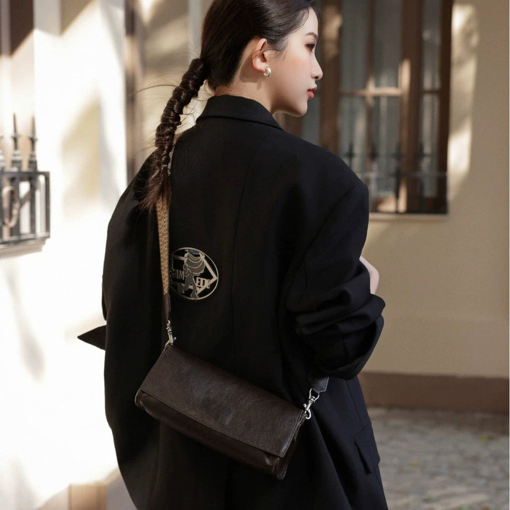 New Genuine Leather Women's Bag, High-End Feel Baguette Bag, Niche Design Shoulder And Underarm Bag, Light Luxury Crossbody Bag