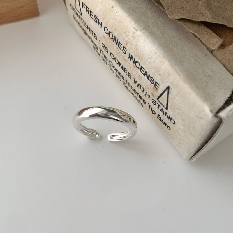 Korean Simple Minimalist Smooth Ring For Women, INS Trendy Cool Style, Adjustable Open Band