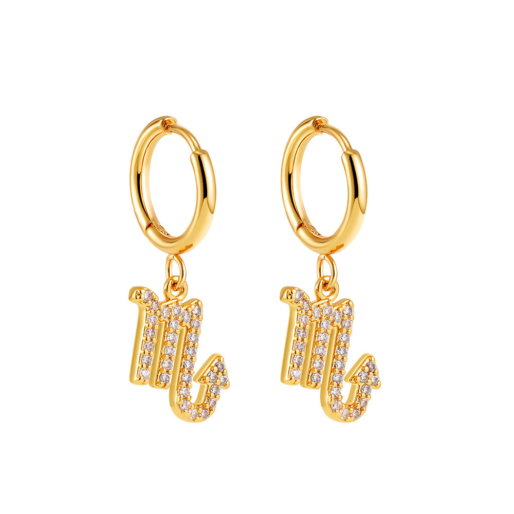 Zodiac Micro Paved Zircon Earrings
