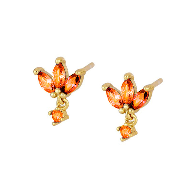 S925 Silver Needle Stud Earrings With Zircon Butterfly Design